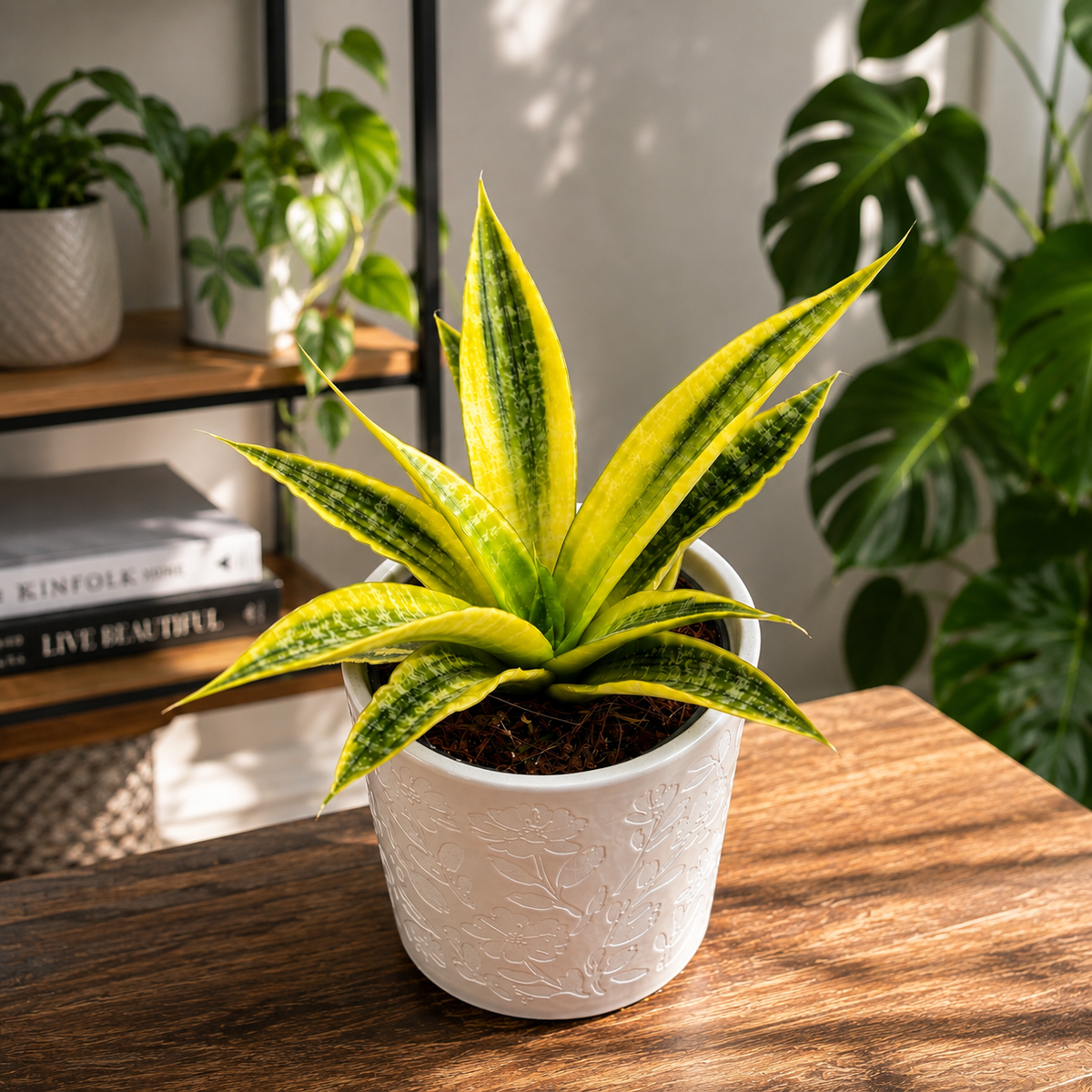 Sansevieria 'Cordova Variegated' - Snake Plant cu frunze variegate compacte