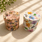 Round decorative box - floral pattern
