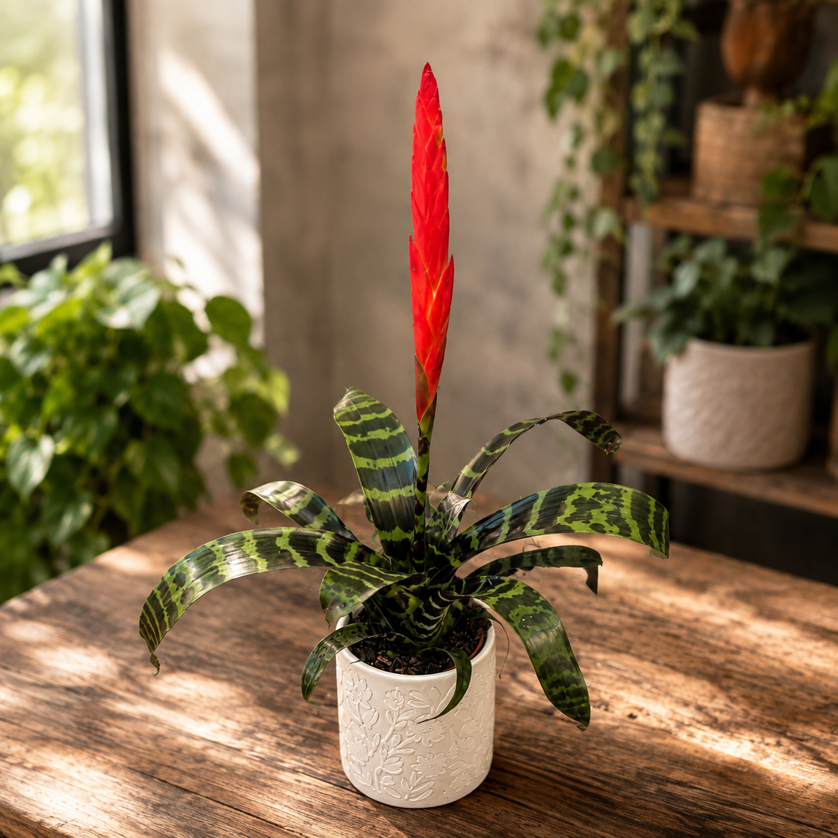Vriesea 'Splenriet' - Flaming Sword, bromelie cu inflorescenta rosie