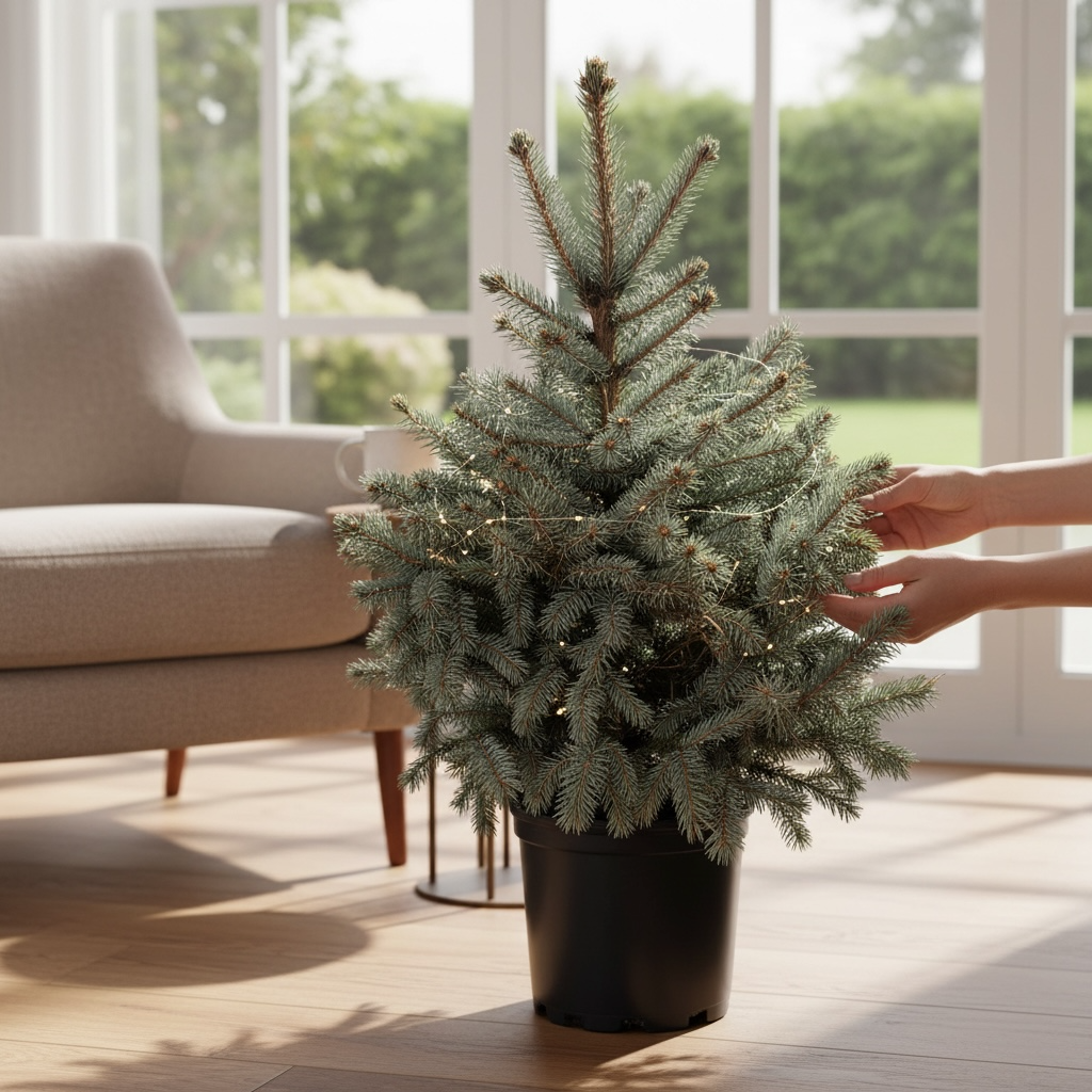 Brad argintiu in ghiveci XL - Picea pungens 'Super Blue' H80-85 cm