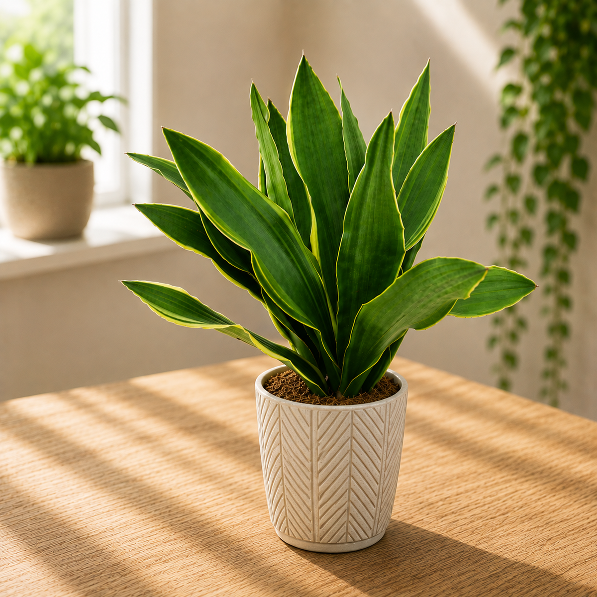Sansevieria aubrytiana 'Yellow Edge' - planta sarpelui cu margini galben-aurii
