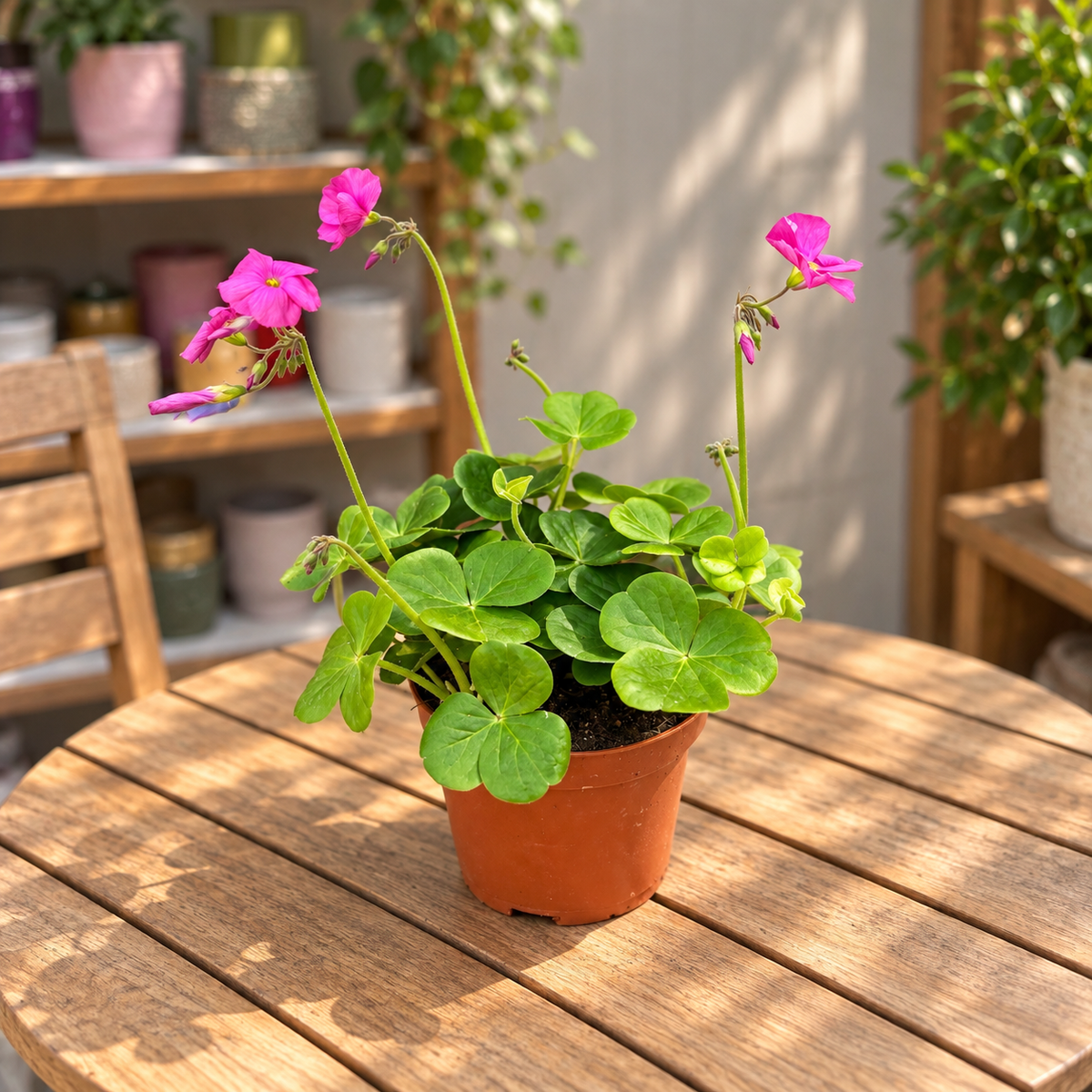 Oxalis bowiei 'Amarantha' - τριφύλλι με ροζ-ματζέντα άνθη