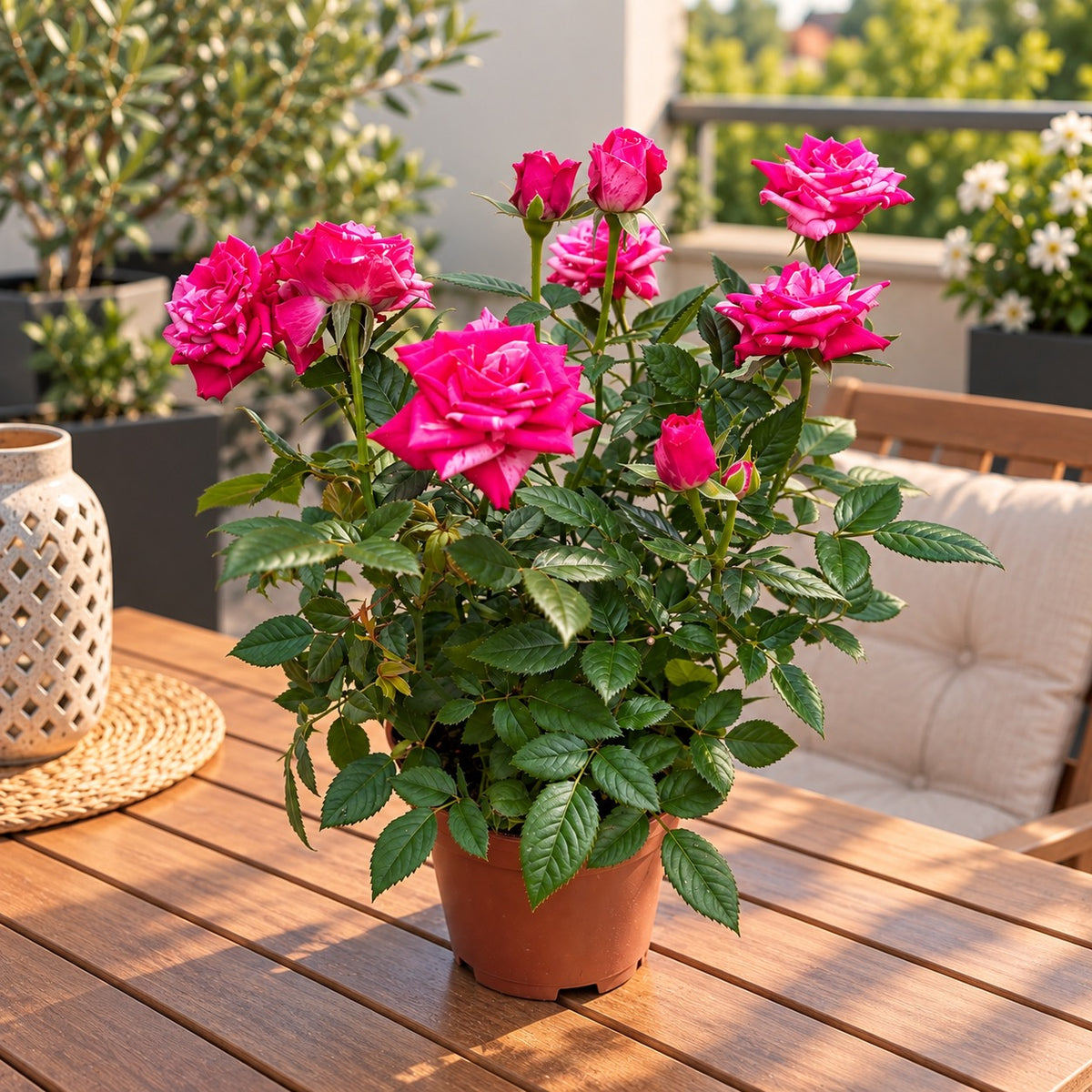 Rosa Twin Colour Star - trandafiri pitici cu flori bicolore parfumate