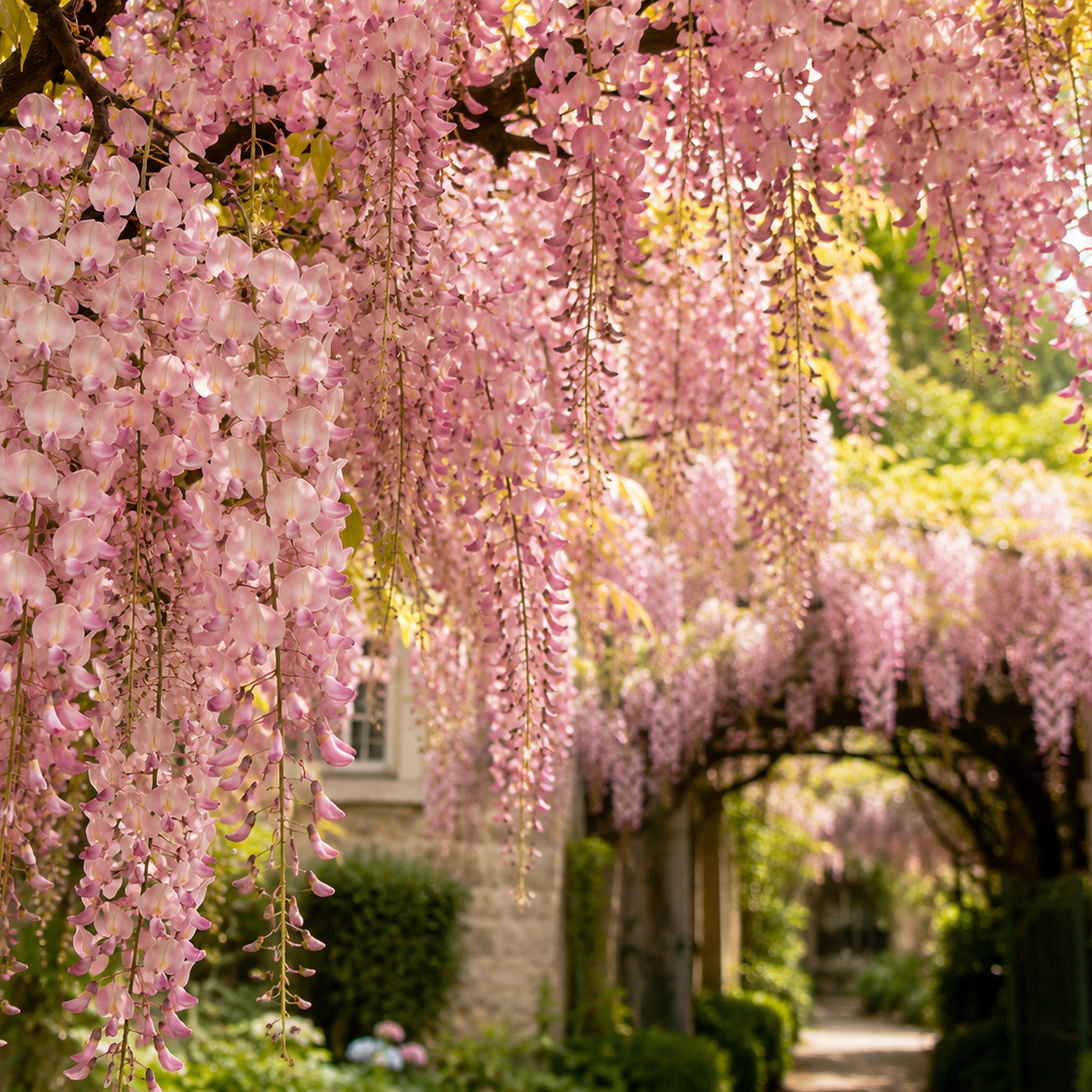 Rózsaszín glicínia - Wisteria floribunda 'Rosea' (illatos virágok)
