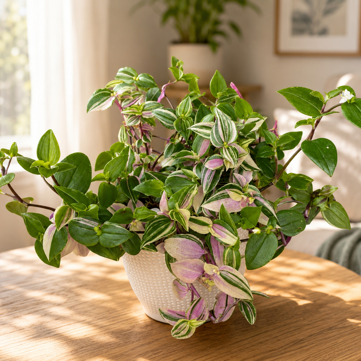 Tradescantia fluminensis 'Quadricolor' - planta curgatoare cu frunze tricolore