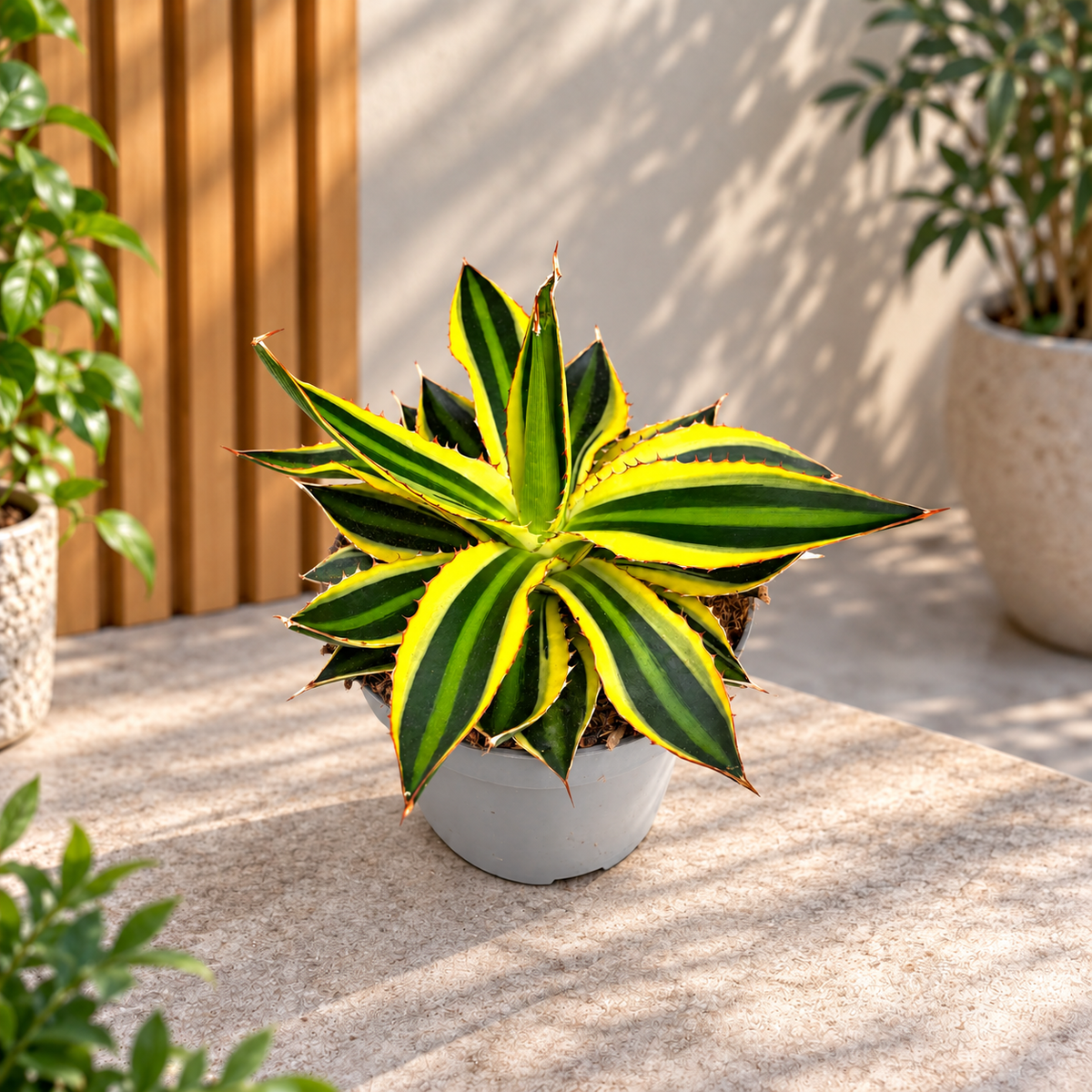 Agave lophantha 'Quadricolor' - compact succulent with spectacular variegated foliage