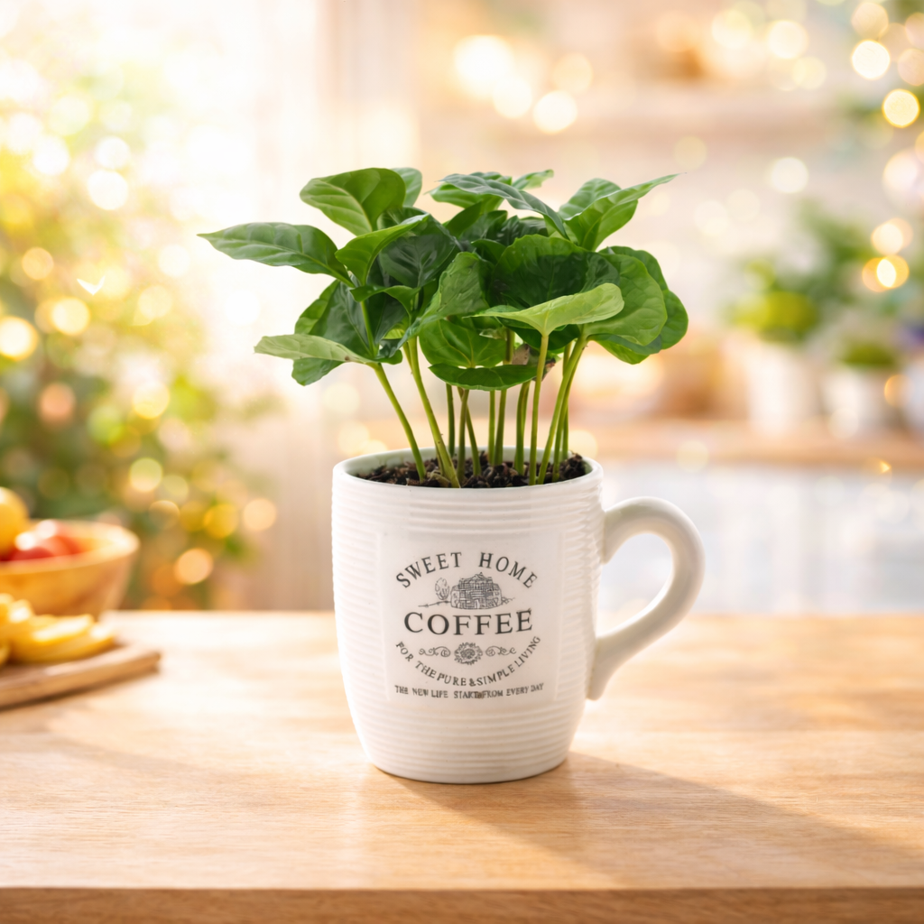 Arborele de cafea in cana de cafea - Coffea arabica