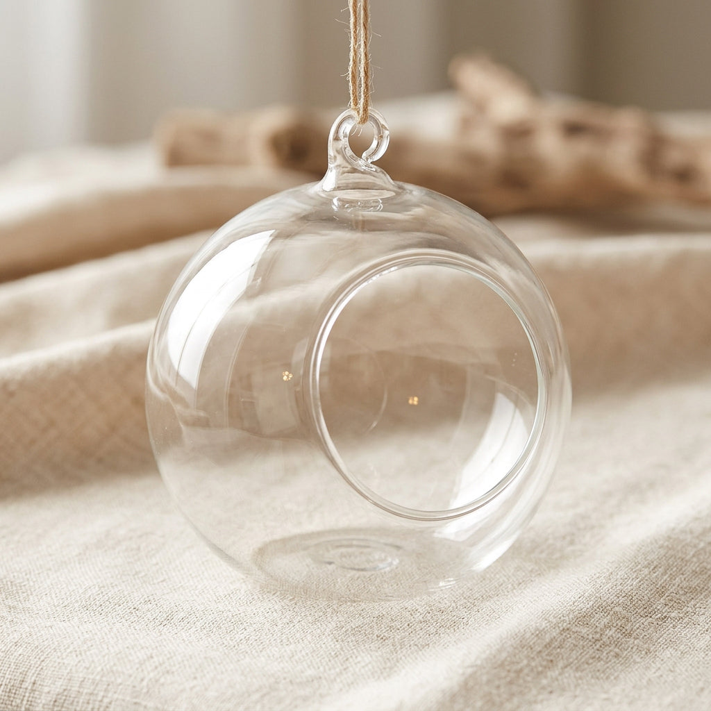 Bol sau glob sticla terrarium, cu agatatoare, la un pret special